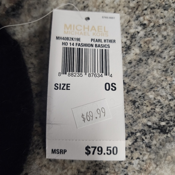 Michael Kors Angora rabbit fur winter hat in pearl heather with black trimOSFM - Picture 4 of 8